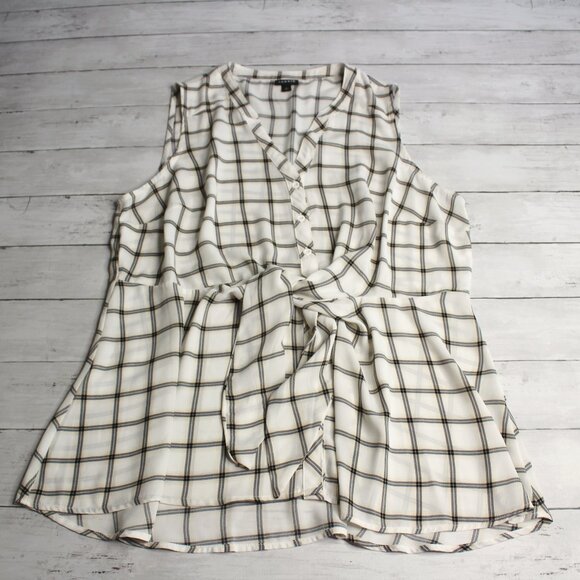 Torrid Women's Sleeveless Chiffon Tunic Top Size 0 L 12 Plaid Tie Front - Picture 1 of 5